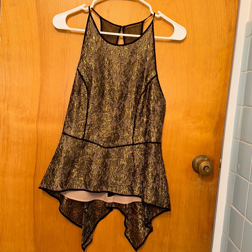 Gold and black BCBG top